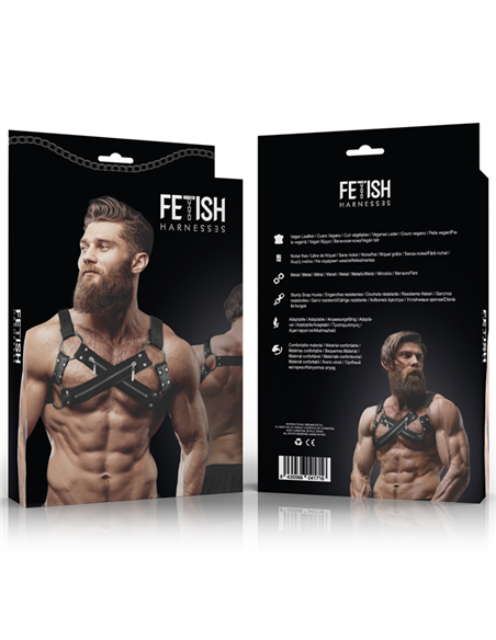 FETISH SUBMISSIVE ATTITUDE - ARNÉS BULLDOG AJUSTABLE NEOPRENO PECHO CRUZADO CON CREMALLERAS HOMBRE