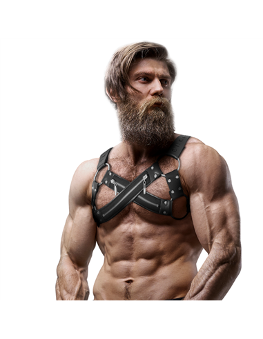 FETISH SUBMISSIVE ATTITUDE - ARNÉS BULLDOG AJUSTABLE NEOPRENO PECHO CRUZADO CON CREMALLERAS HOMBRE