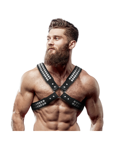 FETISH SUBMISSIVE ATTITUDE - ARNÉS ECOPIEL PECHO CRUZADO CON REMACHES HOMBRE