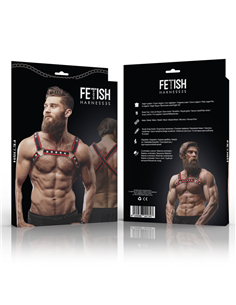 FETISH SUBMISSIVE ATTITUDE - ARNÉS BULLDOG ECOPIEL PECHO HOMBRE NEGRO/ROJO 2