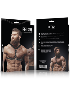 FETISH SUBMISSIVE ATTITUDE - ARNÉS ECOPIEL PECHO CON DOBLE SUJECIÓN Y TACHUELAS HOMBRE 2