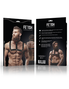 FETISH SUBMISSIVE ATTITUDE - ARNÉS AJUSTABLE ECOPIEL PECHO CON COLLAR HOMBRE 2
