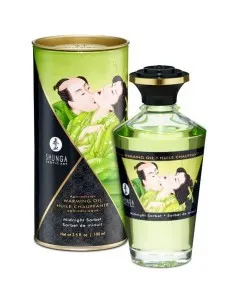 SHUNGA ACEITE MASAJE EFECTO CALOR SABOR SORBETE DE MEDIANOCHE 100 ML